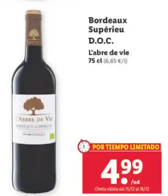 Lidl Bordeaux Supérieu D.O.C. oferta