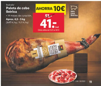 Lidl Paleta de Cebo Ibérica oferta