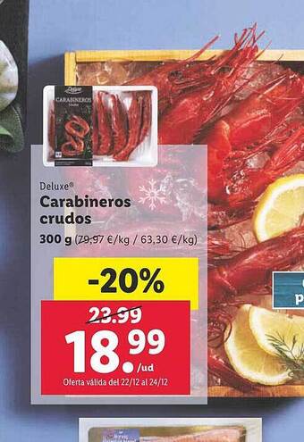 Lidl Deluxe carabineros crudos oferta