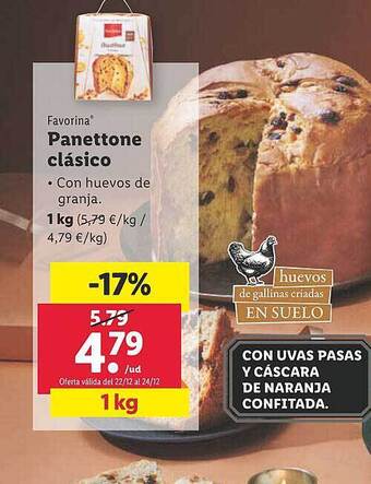 Lidl Favorina panettone clásico oferta