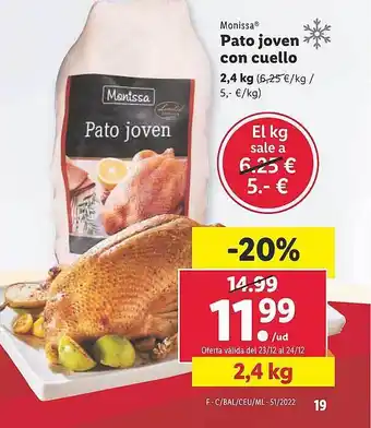 Lidl Monissa pato joven con cuello oferta