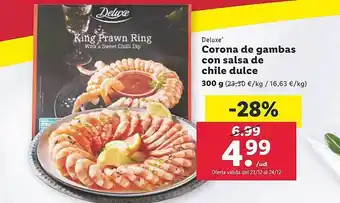 Lidl Deluxe corona de gambas con salsa de chile dulce oferta