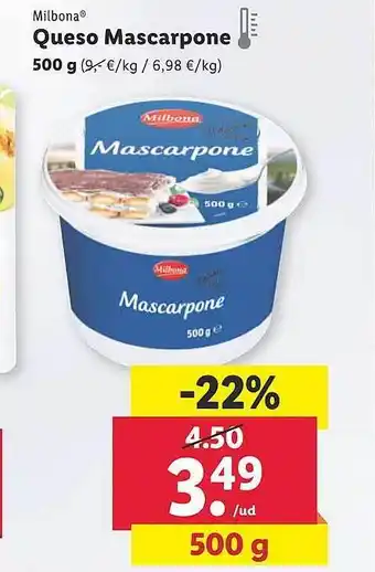 Lidl Milbona queso mascarpone oferta