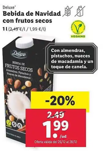 Lidl Deluxe bebida de navidad con frutos secos oferta