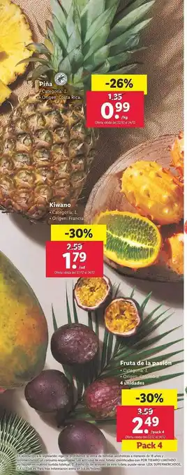Lidl Piña kiwano fruta de la pasión oferta