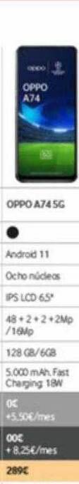 Vodafone Oppo a74 5g oferta