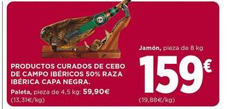 El Corte Inglés Productos curados de cebo de campo ibéricos 50% raza ibérica capa negra oferta