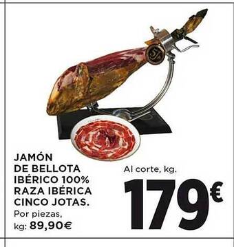 El Corte Inglés Jamón de bellota ibérico 100% raza ibérica cinco jotas oferta