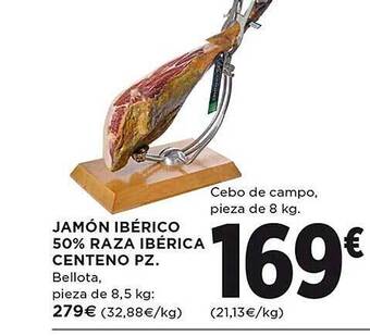 El Corte Inglés Jamón ibérico 50% raza ibérica centeno pz oferta