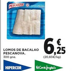 El Corte Inglés Lomos de bacalao pescanova oferta