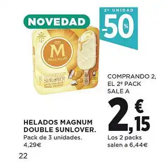El Corte Inglés 2a unidad -50% helados magnum oduble sunlover oferta