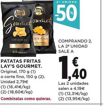 El Corte Inglés 2a unidad -50% patatas fritas lay's gourmet oferta