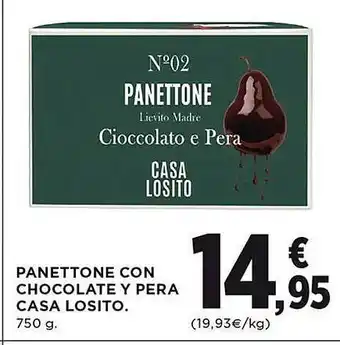 El Corte Inglés Panettone con chocolate y pera casa losito oferta
