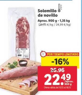 Lidl Solomillo de novillo oferta