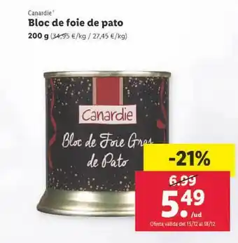 Lidl Canardie bloc de foie de pato oferta