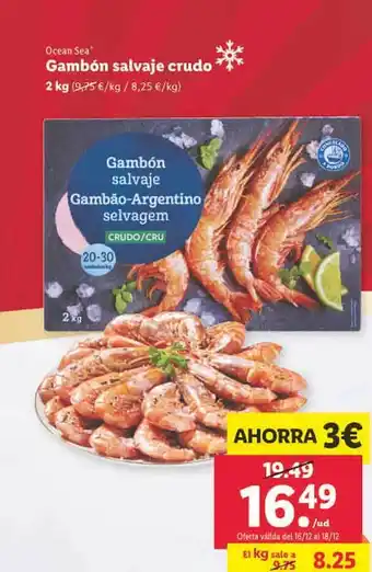 Lidl Ocean sea gambón salvaje crudo oferta
