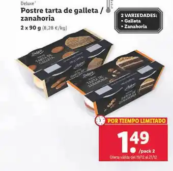 Lidl Deluxe postre tarta de galleta zanahoria oferta