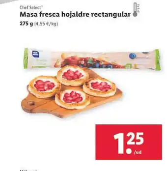 Lidl Chef select masa fresca hojaldre rectangular oferta