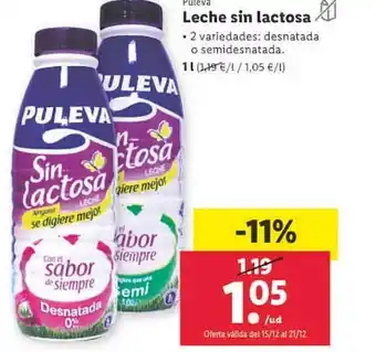 Lidl Puleva leche sin lactosa oferta