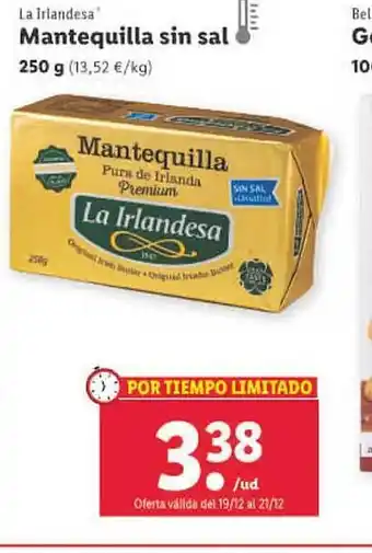 Lidl La irlandesa mantequilla sin sal oferta