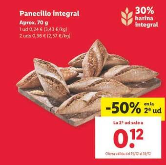 Lidl -50% en la 2a ud panecillo integral oferta