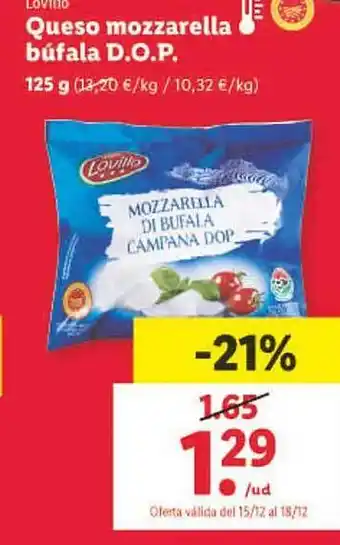 Lidl Lovillo queso mozzarella búfala d.o.p. oferta