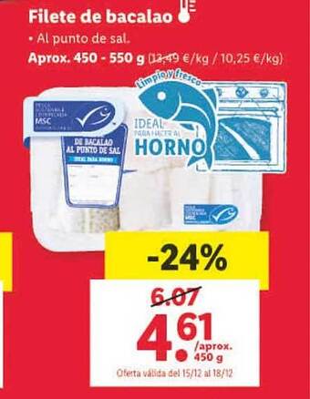 Lidl Filete de bacalao oferta