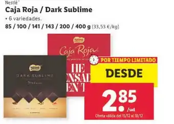 Lidl Nestlé caja roja dark sublime oferta