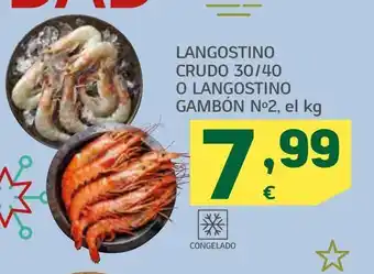 HiperDino Langostino crudo 30/40 o langostino gambón nº2 oferta