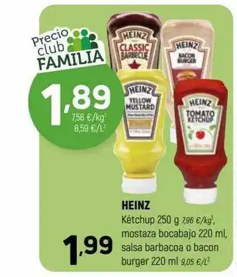 Coviran Heniz kétchup mostaza bocabajo salsa barbacoa o bacon burger oferta