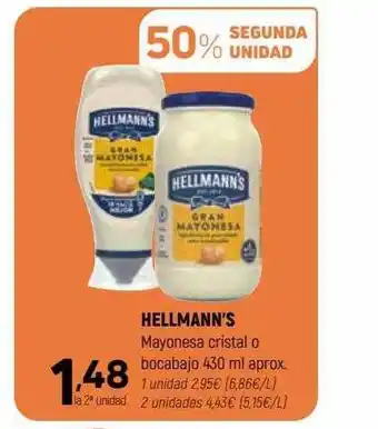 Coviran 20% segunda unidad hellmann's mayonesa cristal o bacabajo oferta
