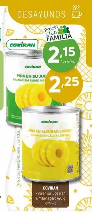 Coviran Coviran piña en su jugo en almibar ligero oferta