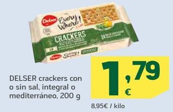 HiperDino Crackers con o sin sal, integral o mediterráneo delser oferta