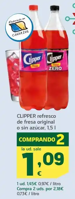 HiperDino Refresco de fresa original o sin azúcar clipper oferta