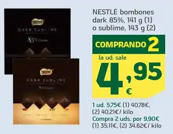 HiperDino Bombones dark o sublime nestlé oferta