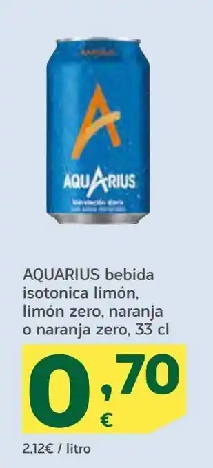 HiperDino Bebida isotónica limón, limón zero, naranja o naranja zero aquarius oferta