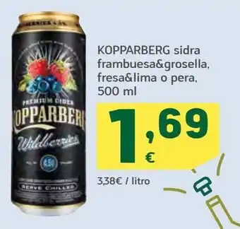 HiperDino Sidra frambuesa & grosella, fresa & lima o pera kopparberg oferta