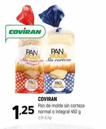 Coviran Coviran pan de molde sin corteza normal o integral oferta