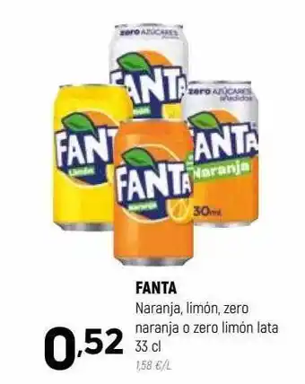 Coviran Fanta naranja, limón, zero naranja o zero limón lata oferta