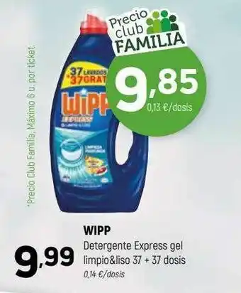 Coviran Wipp detergente express gel limpio&iso 37 + 37 dosis oferta