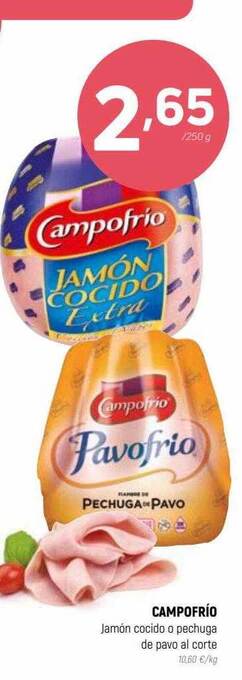 Coviran Campofrío jamón cocido o pechuga de pavo al corte oferta