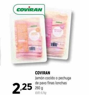 Coviran Coviran jamón cocido o pechuga de pavo finas lonchas oferta