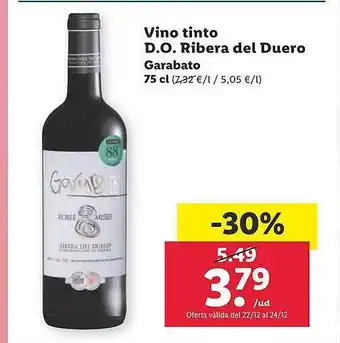 Lidl Vino tinto d.o. ribera del duero garabato oferta