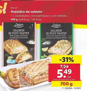 Lidl Deluxe hojaldre de salmón oferta