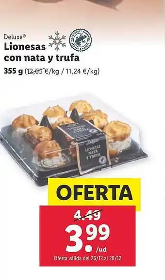 Lidl Deluxe lionesas con nata y trufa oferta