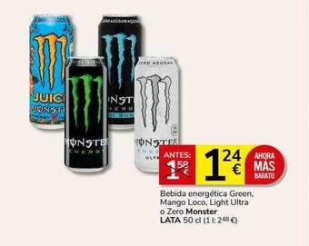 Supermercados Charter Bebida energética green, mango loco, light ultra o zero monster lata oferta