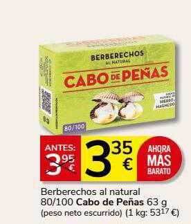 Supermercados Charter Berberechos al natural 80-100 cabo de peñas oferta