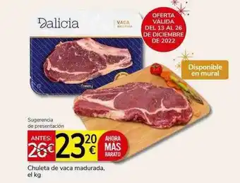 Supermercados Charter Chuleta de vaca madurada el kg oferta