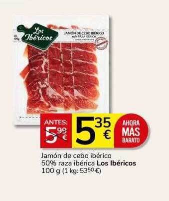 Supermercados Charter Jamón de cebo ibérico 50% raza ibérica los ibéricos oferta