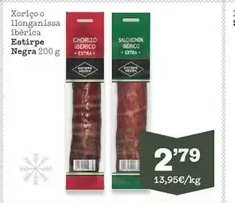 Sorli Xoriço o llonganissa ibèrica estirpe negra oferta